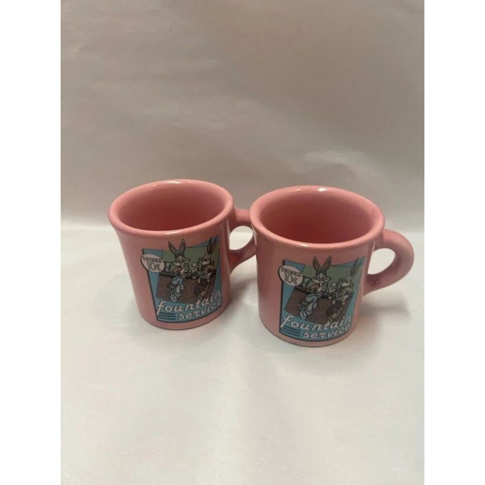 Bugs bunny pink coffee mugs lot of 2